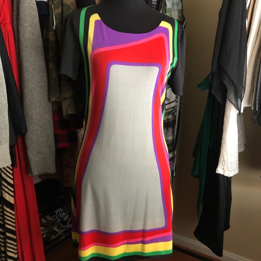 MULTICOLORED FITTED T-SHIRT DRESS